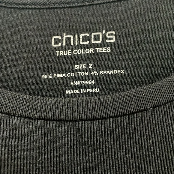 Chico’s Size 2, 12/14,Black “The Ultimate Tee with 3/4 sleeves. - Picture 2 of 4